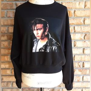 Johnny Depp Cry Baby Graphic Print Black Long Sleeve Sweatshirt.